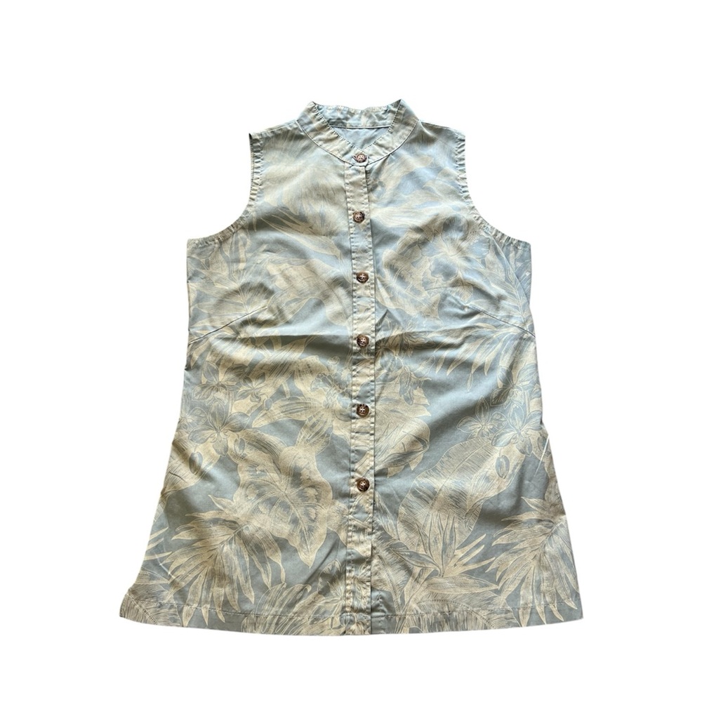 VTG Women’s Floral Hawaiian Tank Blouse Button Single Stitch Small